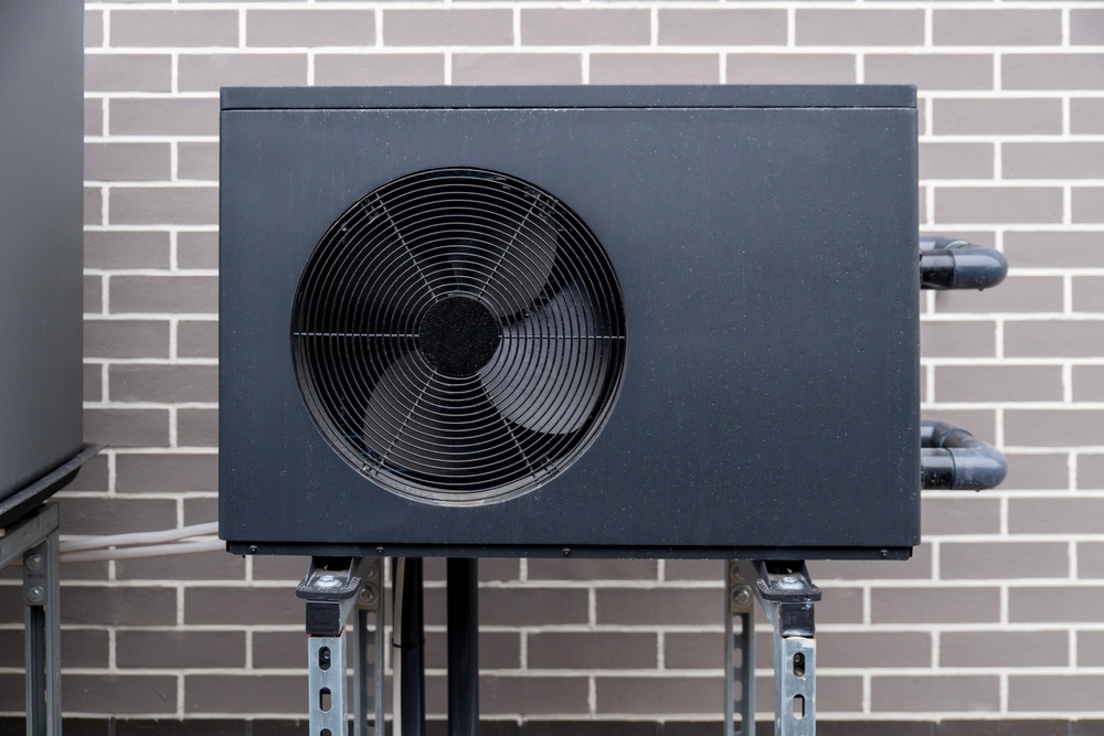 Front,View,Of,Black,Heat,Pump,Outdoor,Unit